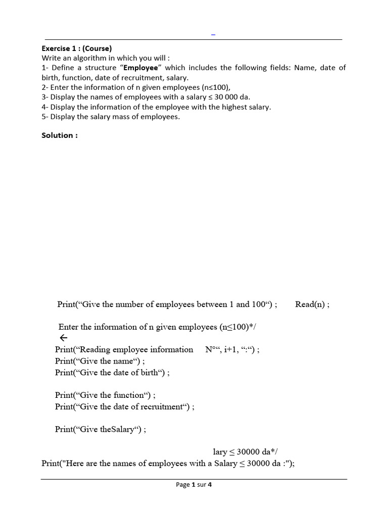Employee Management Algorithm Exercise | PDF | Object Oriented ...