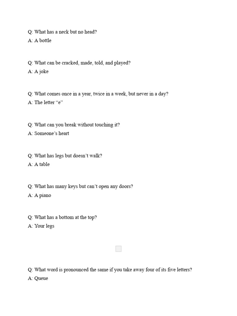 Fun Riddles and Answers for Kids | PDF