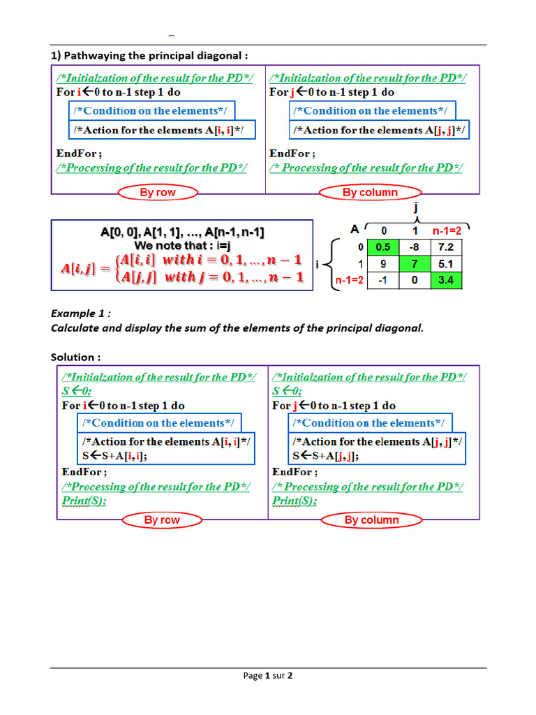 Diagonal Pathwaying in Matrices | PDF