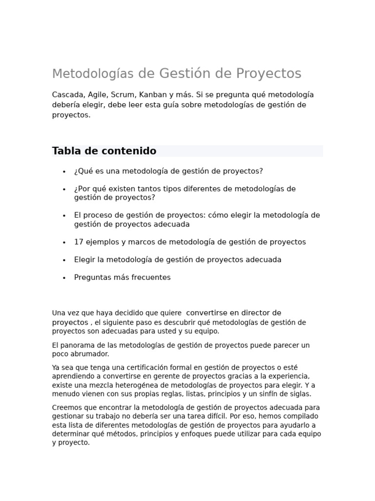 Guía de Metodologías de Proyectos | PDF | Scrum (desarrollo de software ...