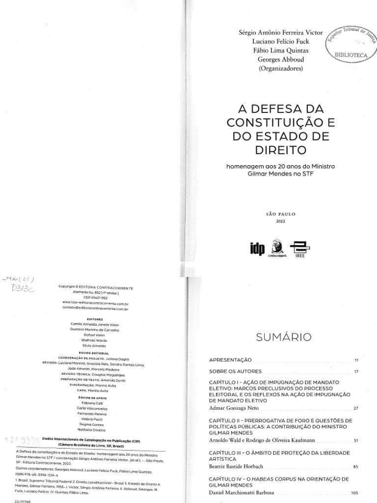 O Habeas Corpus na orientaçao de Gilmar Mendes PDF Habeas corpus