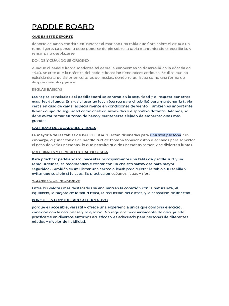 Qué es el paddleboard: guía básica | PDF