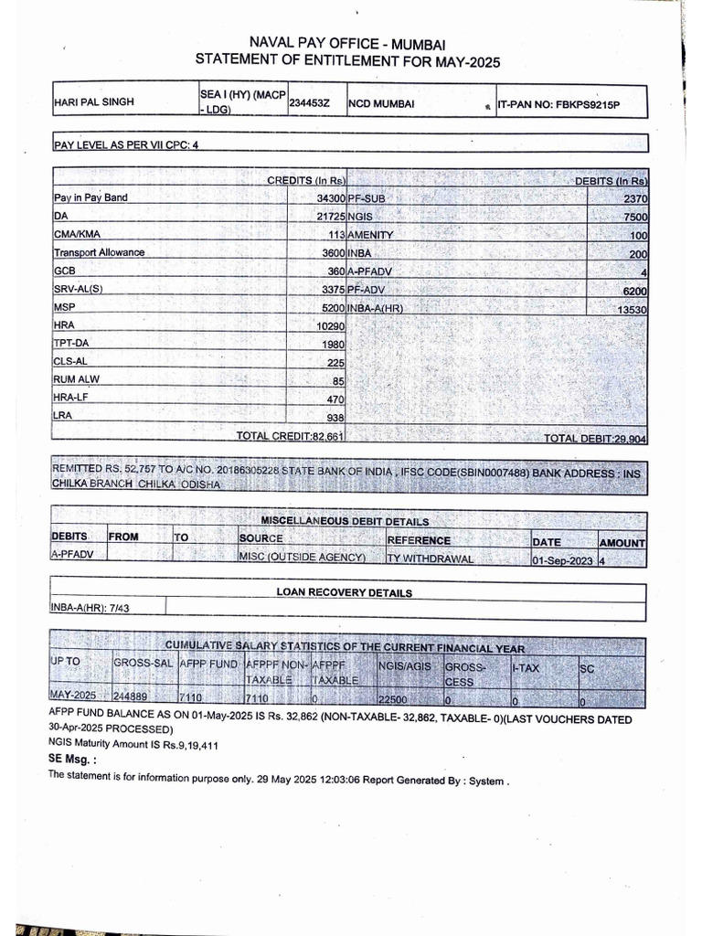 NGIS Maturity Amount Statement May 2025 | PDF