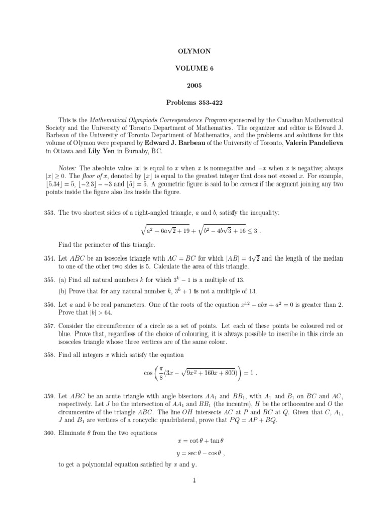 Largest Real Number r in Olympiad Problems | PDF | Triangle | Circle