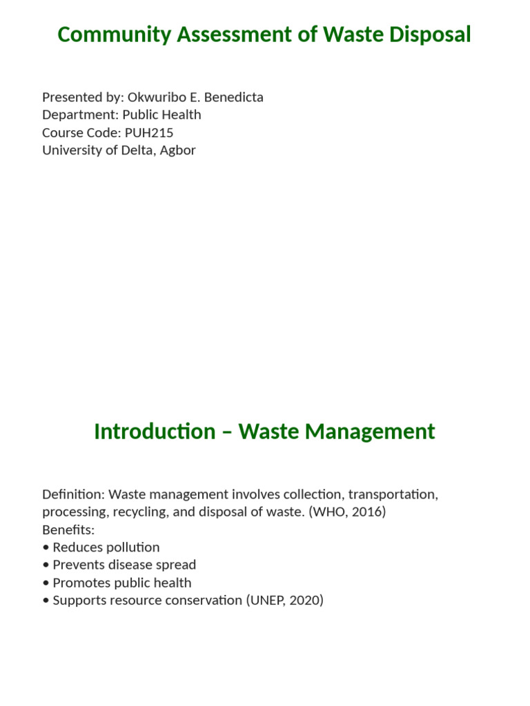 Waste Disposal Community Assessment Report | PDF | Waste | Waste Management