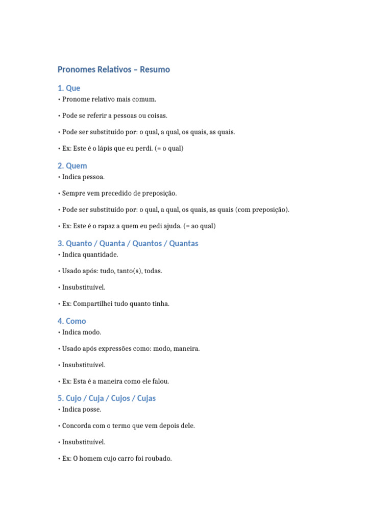 Pronomes Relativos: Guia Completo | PDF