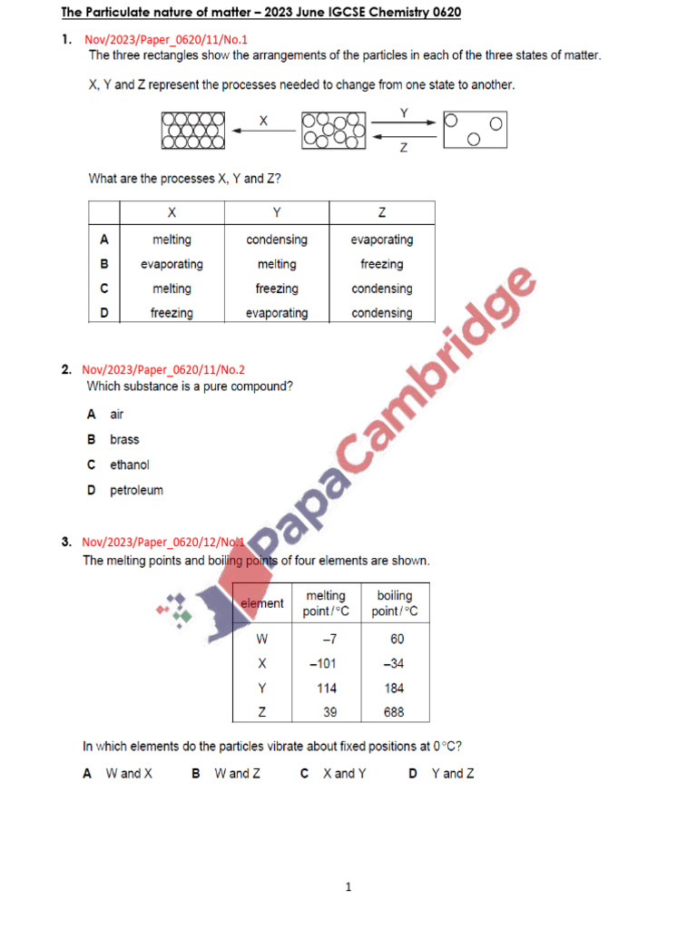 2023N States of Matter IGCSE Chem 0620 | PDF