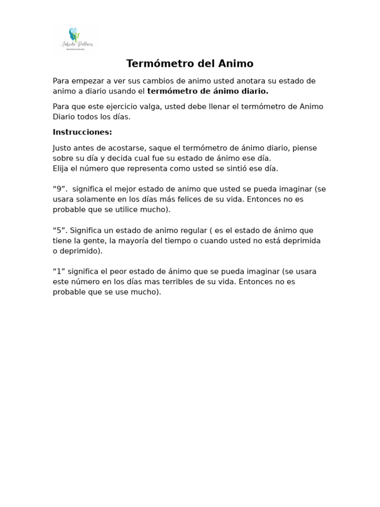 Termómetro del Ánimo Diario | PDF