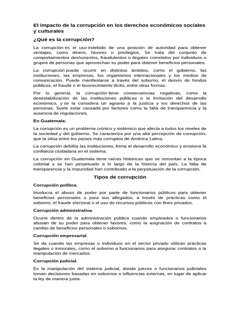 Impacto de la corrupción en Guatemala | PDF | Corrupción política ...