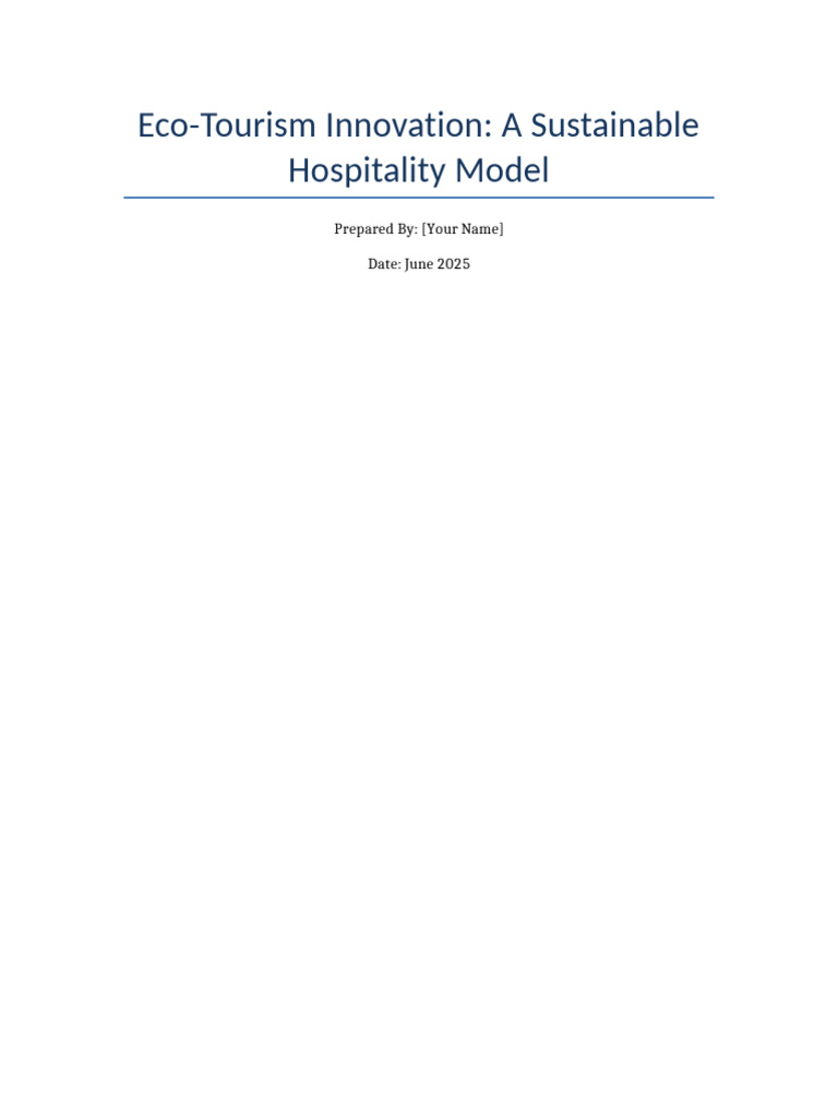 Sustainable Hospitality in Eco-Tourism | PDF | Sustainability ...