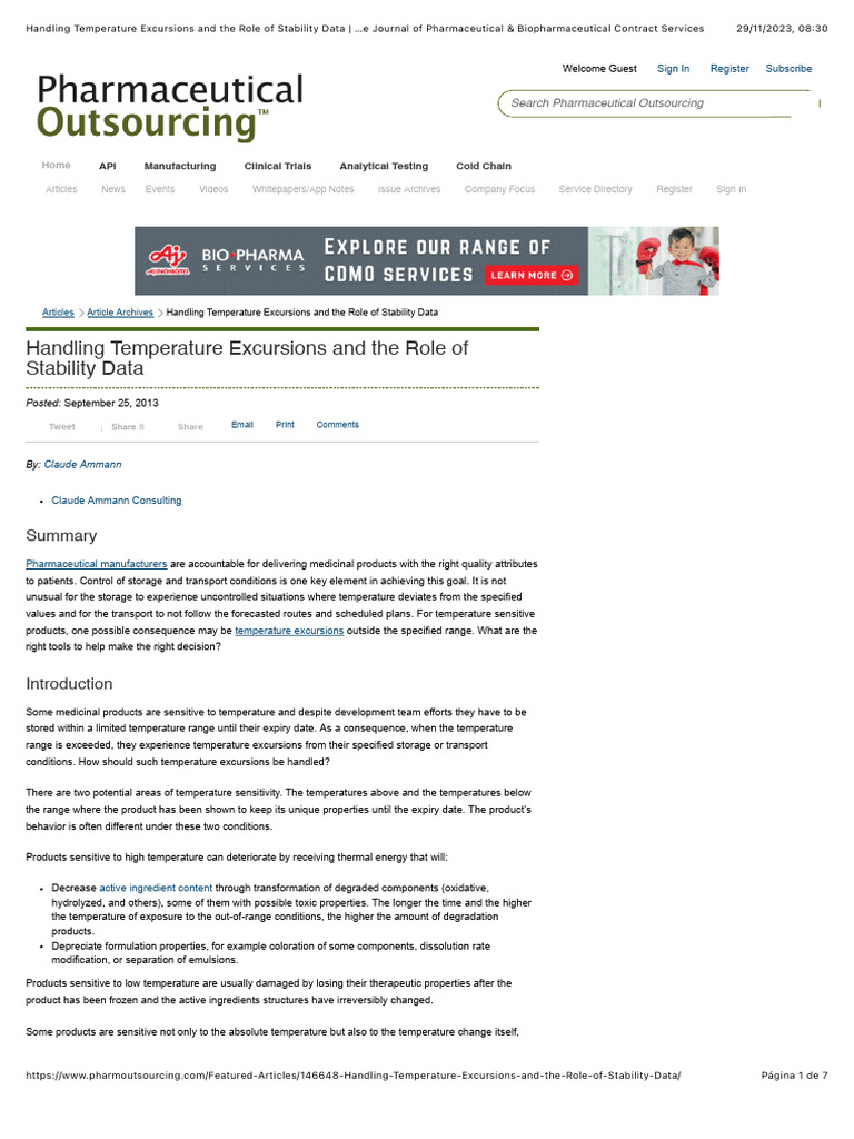 Managing Temperature Excursions in Pharma | PDF | Biopharmaceutical ...
