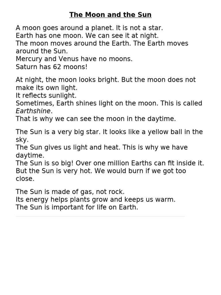 The Moon and The Sun | PDF | Sun | Moon