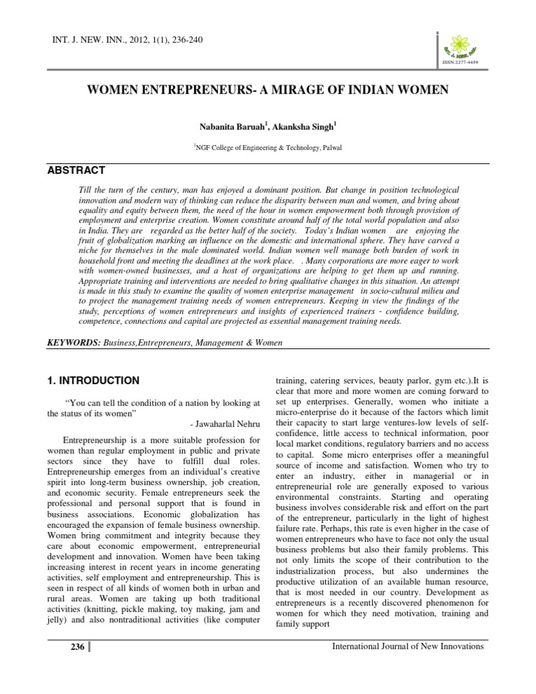 Women Entrepreneurs in India: Challenges & Needs | PDF ...