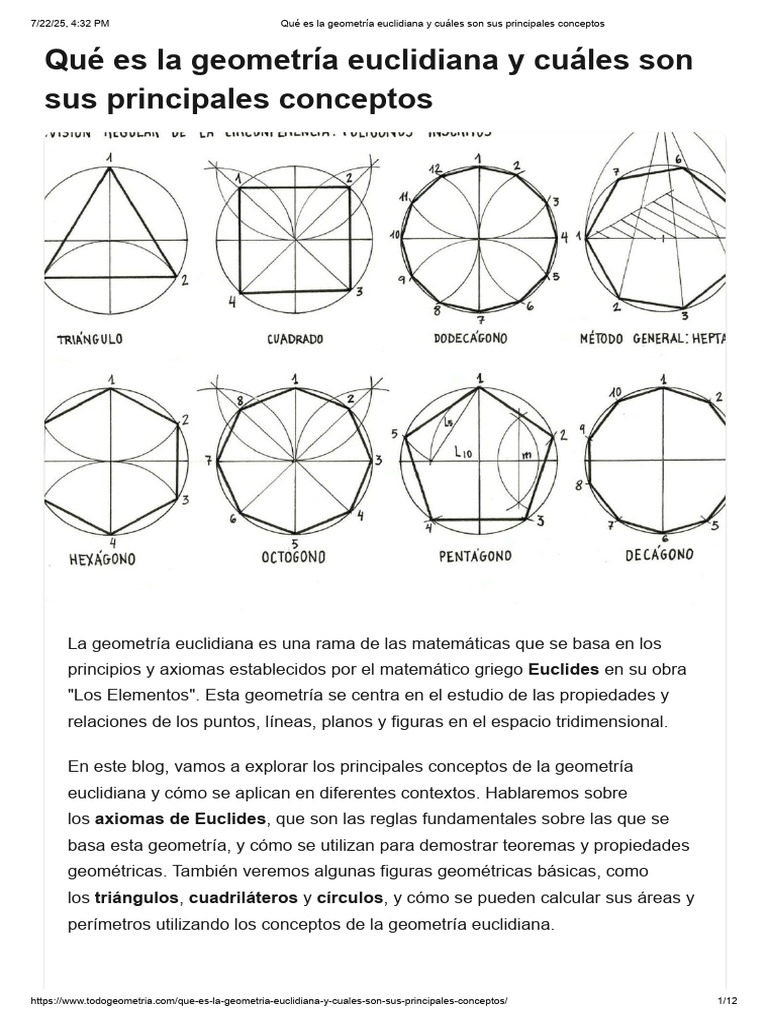 Conceptos de Geometría Euclidiana | PDF | Geometría | Geometría euclidiana