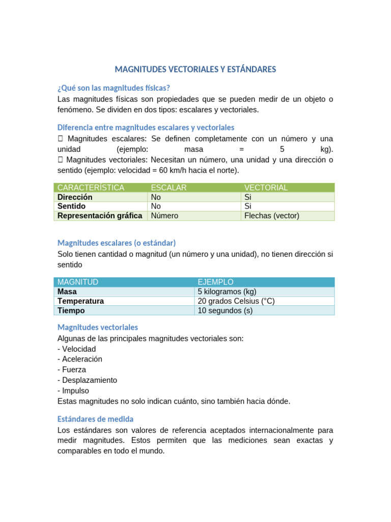 Magnitudes Escalares y Vectoriales | PDF
