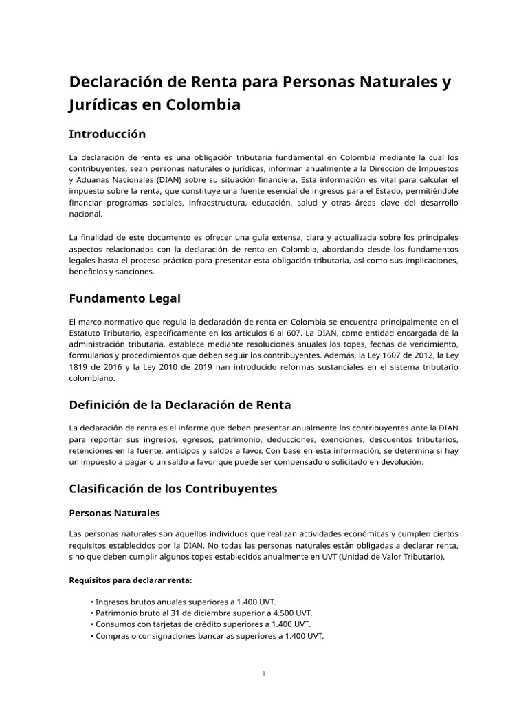 Guía para la Declaración de Renta en Colombia | PDF | Impuestos ...