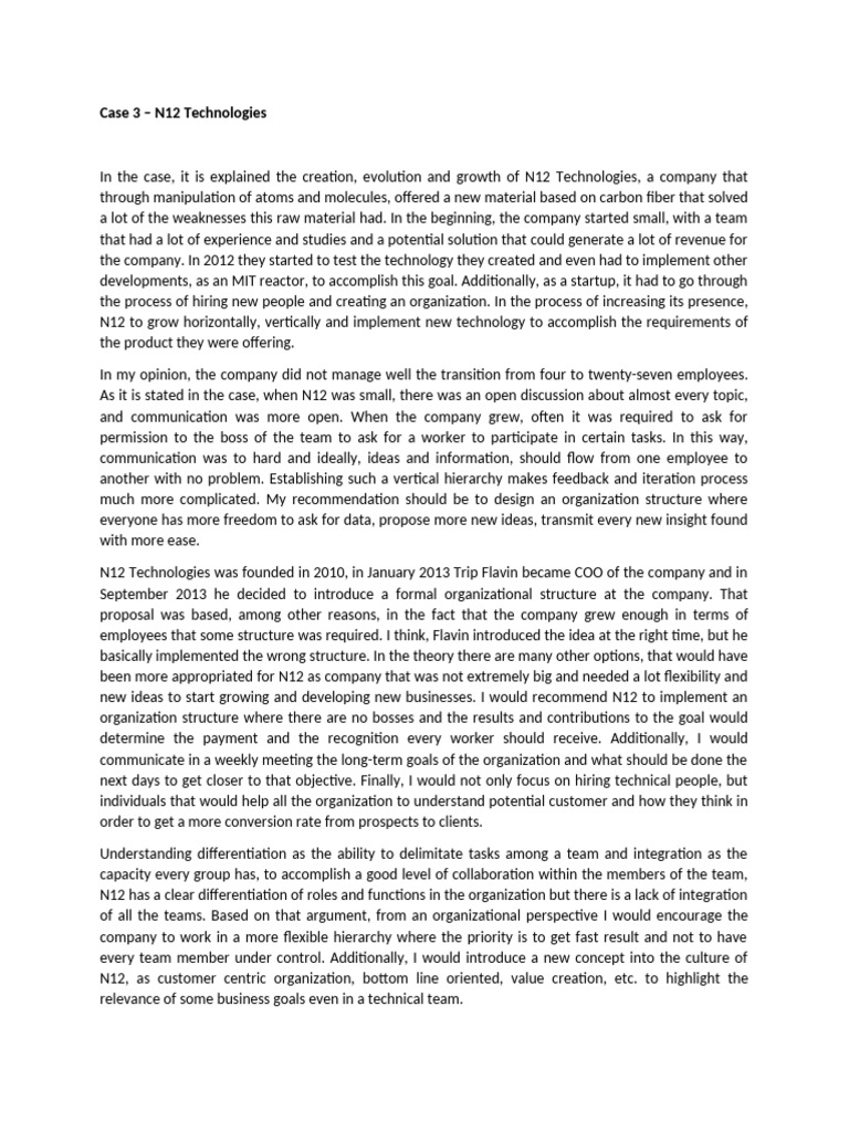 N12 Technologies: Growth and Structure Challenges | PDF | Cognition ...