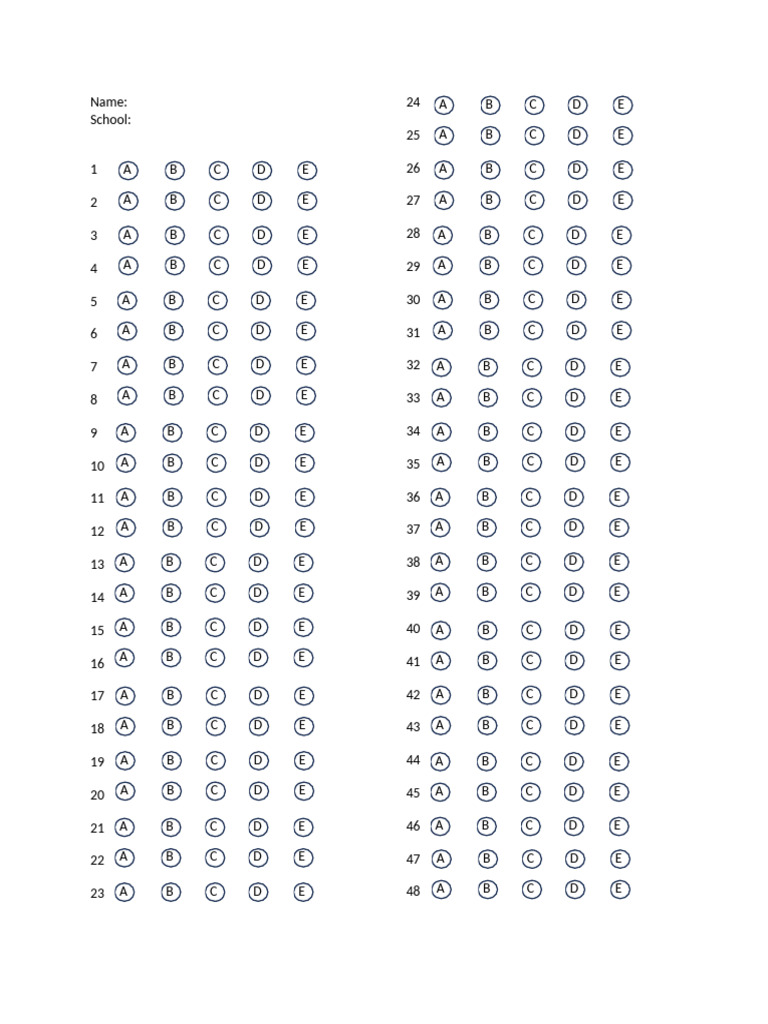 Answer Sheet | PDF