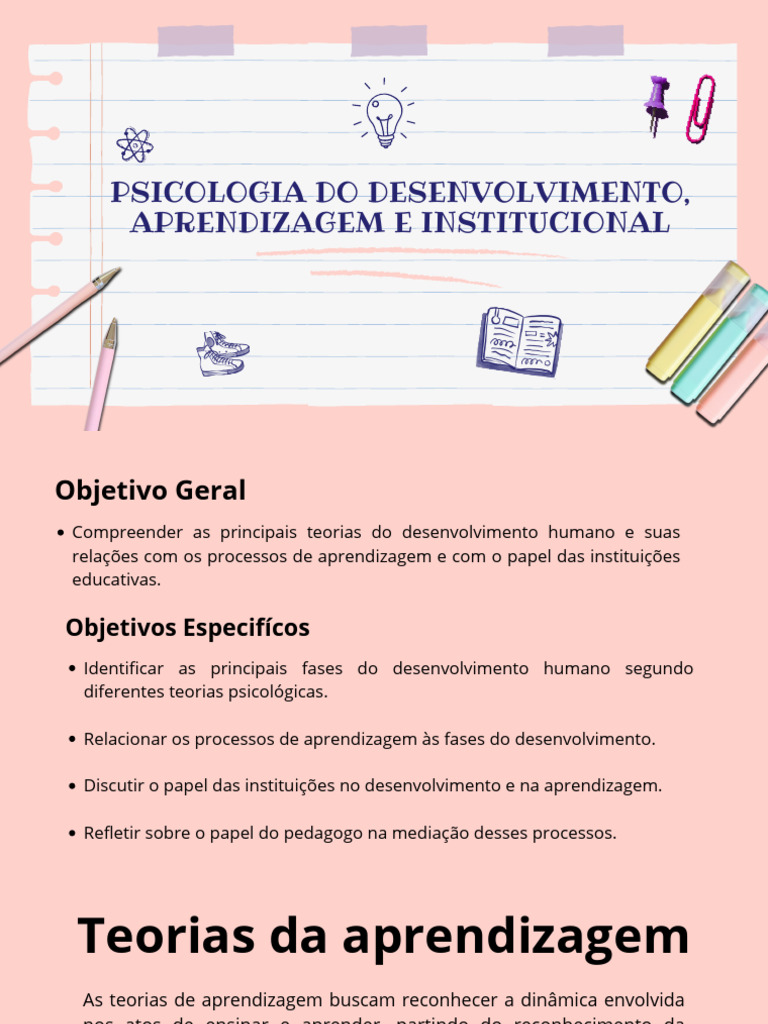 Teorias do Desenvolvimento e Aprendizagem | PDF | Aprendizado | Pensamento