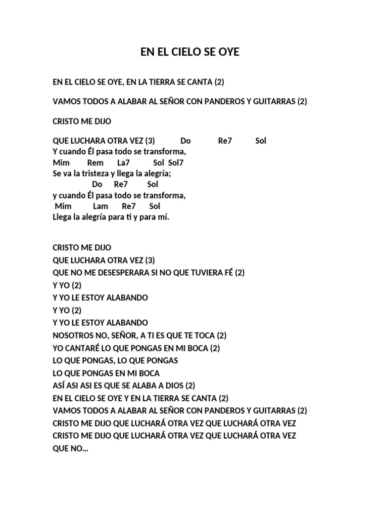 Alabanza y Fe en Cristo: Letra de Canción | PDF