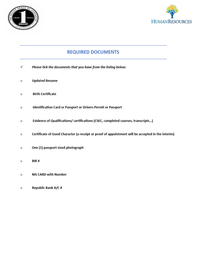 Required Documents | PDF