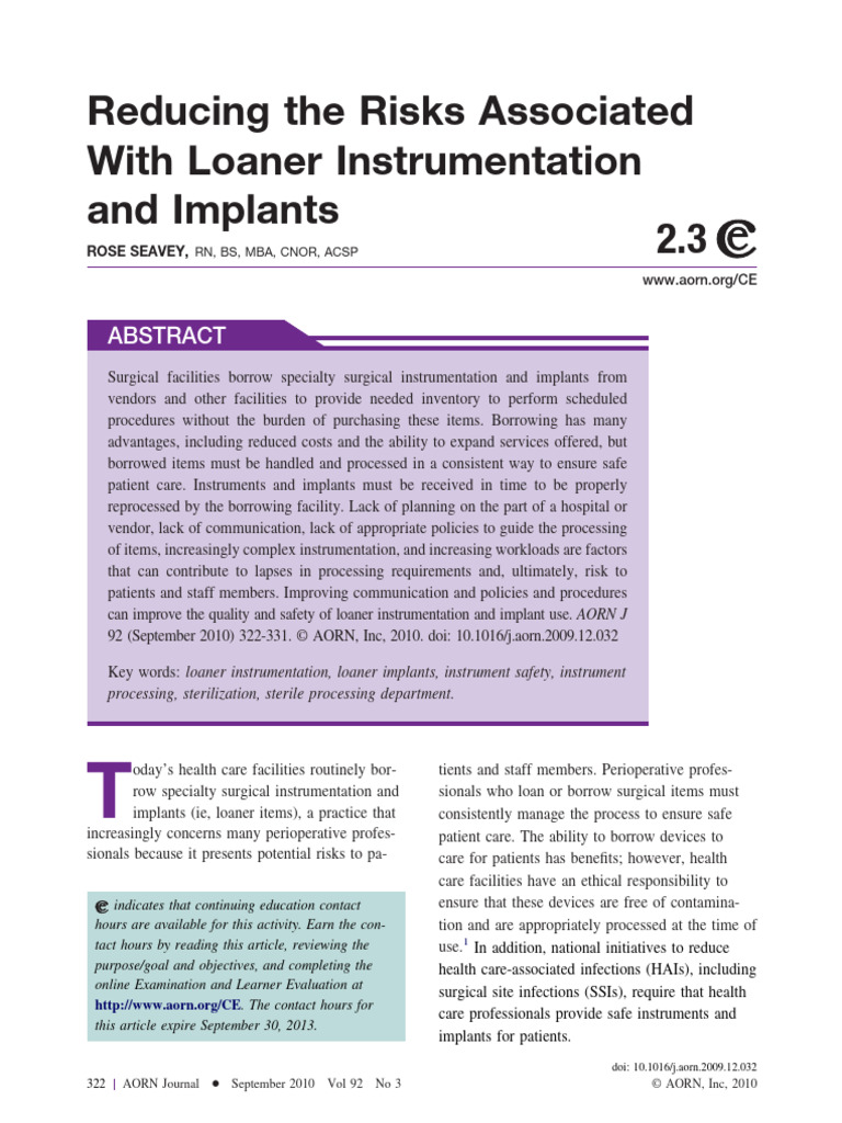 Managing Loaner Instrumentation Safely | PDF | Sterilization ...