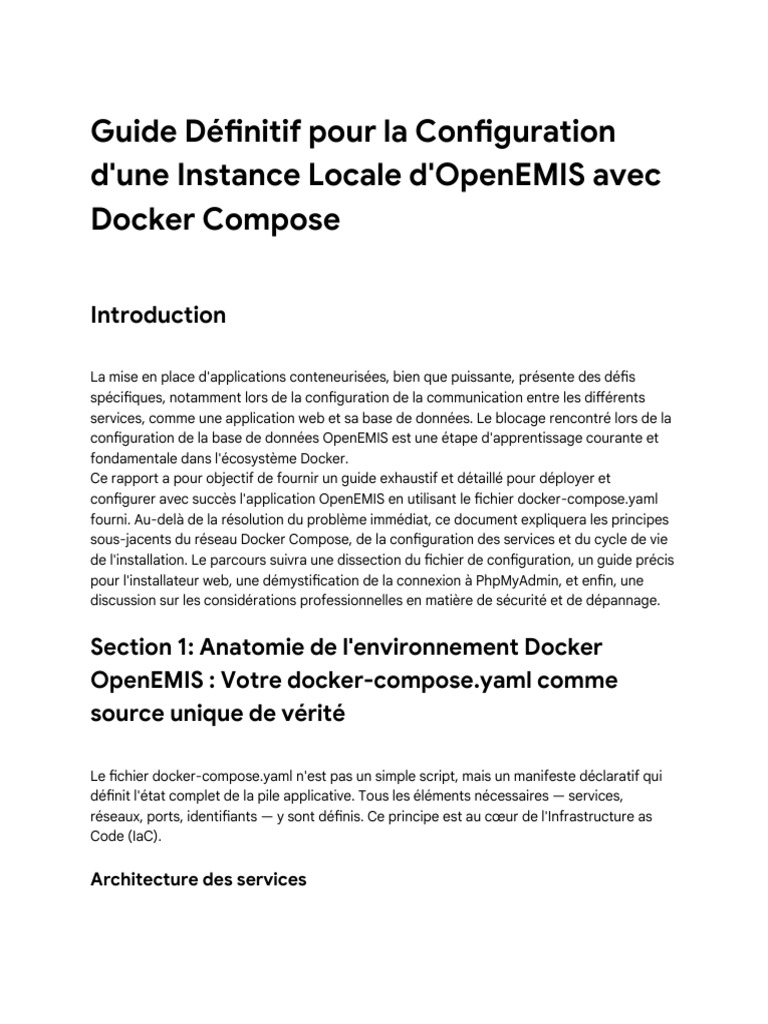 Guide OpenEMIS avec Docker Compose | PDF | Application web | Internet