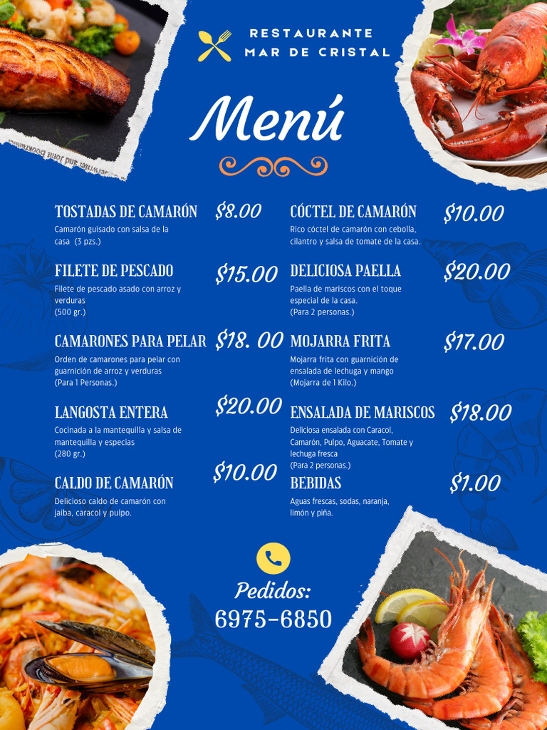 Menú de Mariscos en Restaurante | PDF