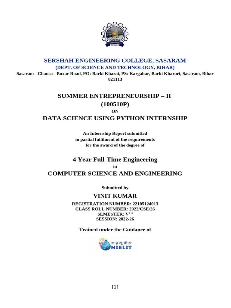 Data Science Internship Report: Python | PDF | Statistics | Support ...