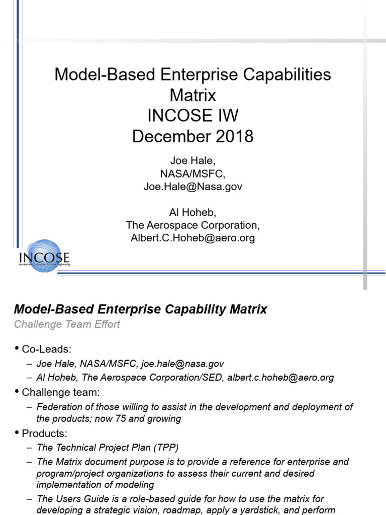 Model-Based Enterprise Capability Matrix | PDF | Engineering | Systems ...
