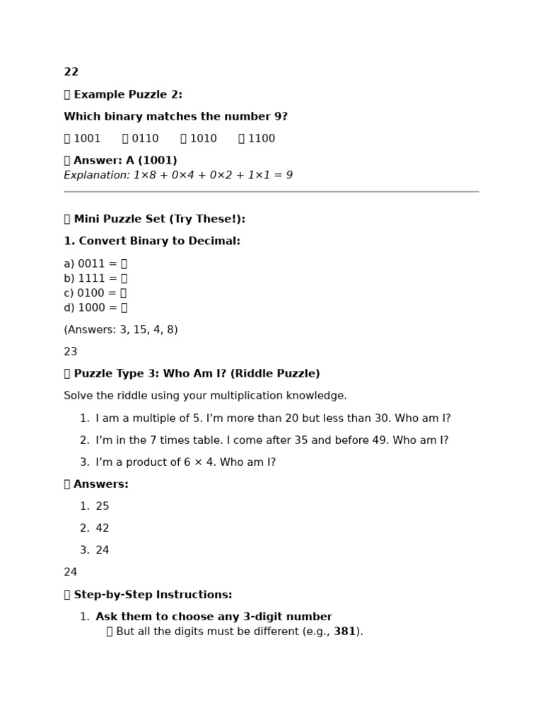 Fun Math Puzzles and Riddles | PDF
