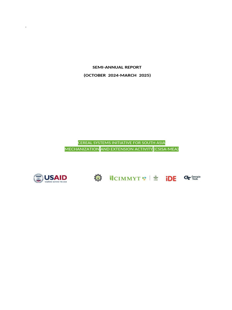 CSISA-MEA Semi-Annual Report 2024-2025 | PDF | Agriculture | Agronomy