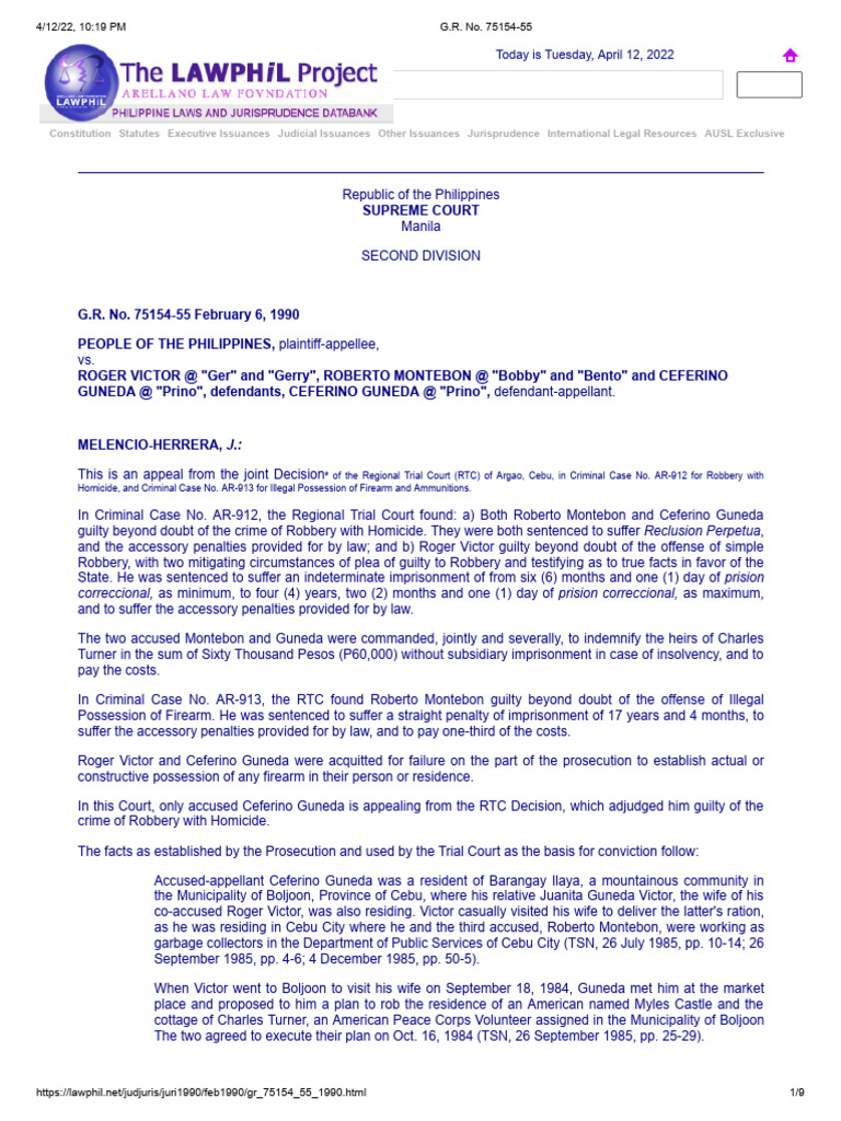 Supreme Court Ruling on Robbery Homicide Case | PDF | Confession (Law ...
