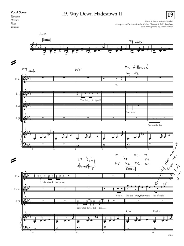 Way Down in Hadestown Sheet Music PDF