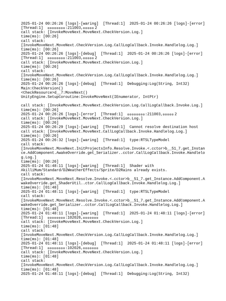 Game Version Error Logs Analysis | PDF | Computer Programming | Debugging