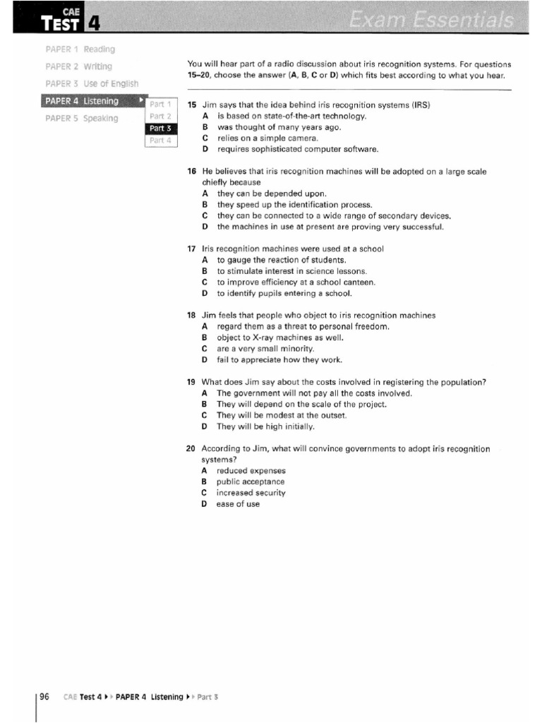 Essentials - Cae - Listening - Test 4, Part 3 | PDF