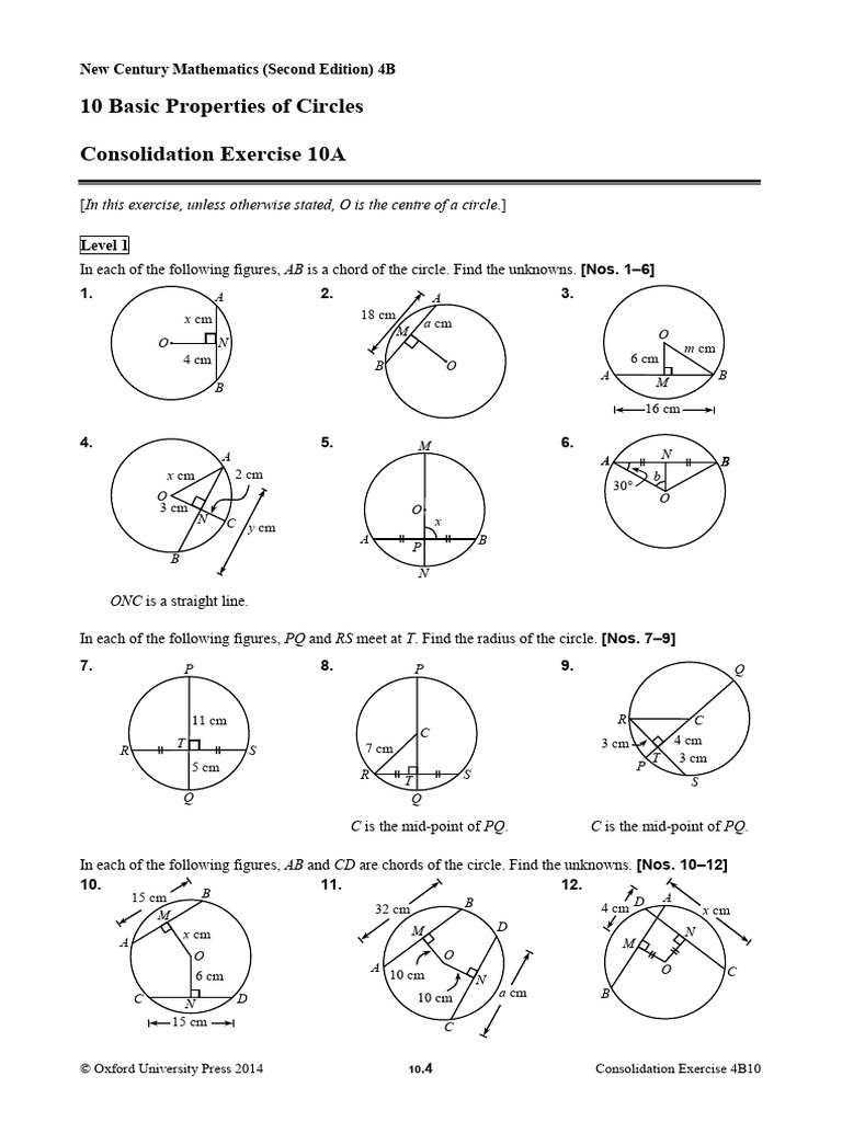 4B10 Basic Poperties of Circles | PDF | Circle | Perpendicular