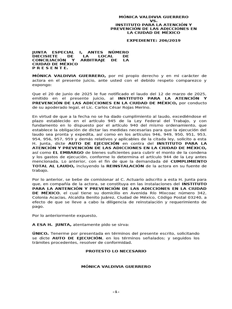 Se Solicita Auto de Ejecucion y Embargo - Valdivia | PDF | Ciudad de ...