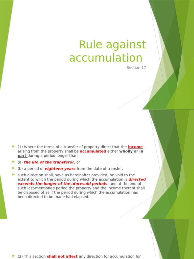 Rule Against Accumulation Explained | PDF