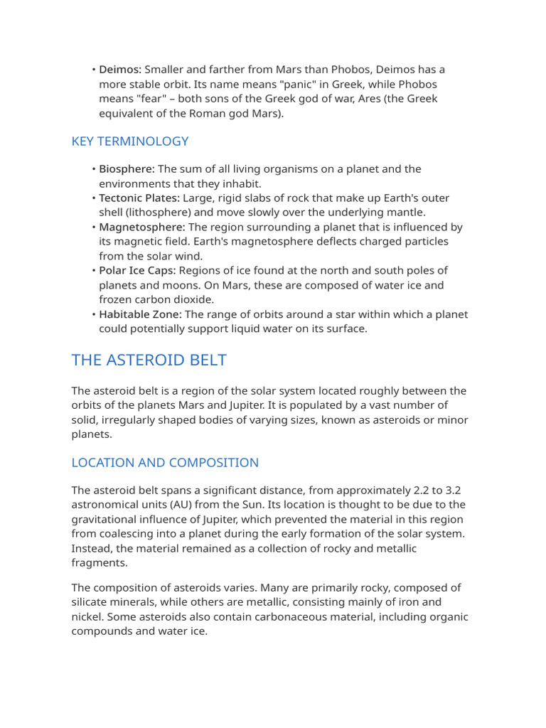 Solar System Study Notes-6 | PDF | Asteroid | Planets
