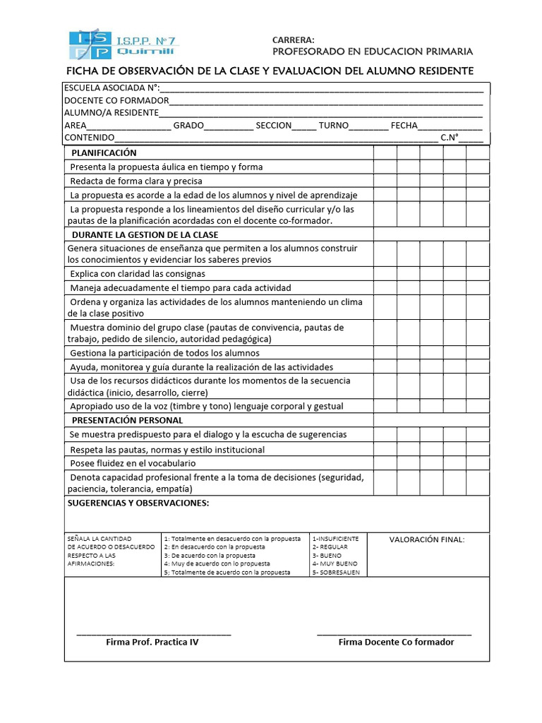 Ficha de Evaluación Docente 2025 | PDF | Maestros | Enseñando