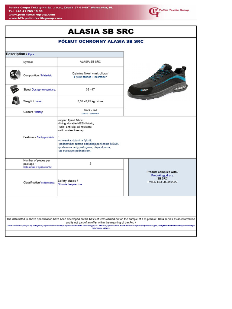 ALASIA SB - Technical Card | PDF