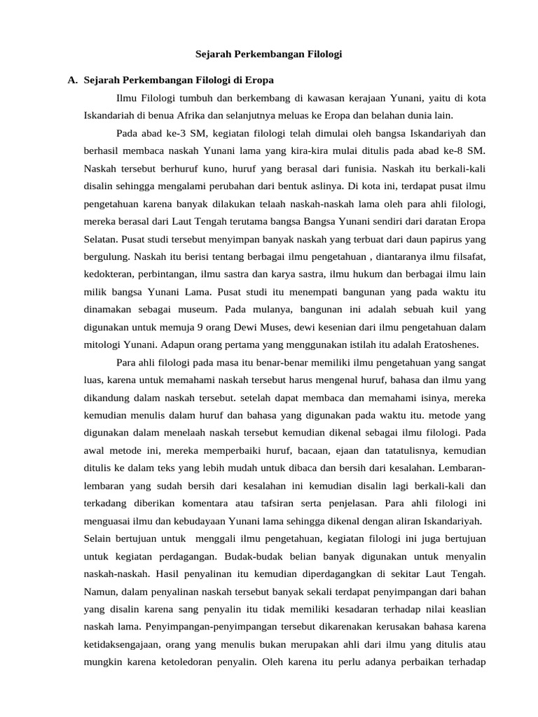 Sejarah Perkembangan Filologi Global | PDF