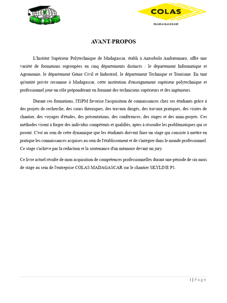 Stage chez Colas Madagascar: Rapport | PDF | Béton | Doctorat