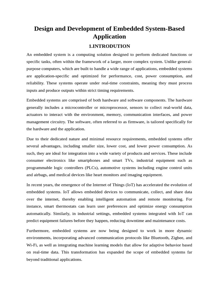 Design and Development of Embedded System | PDF | Embedded System ...
