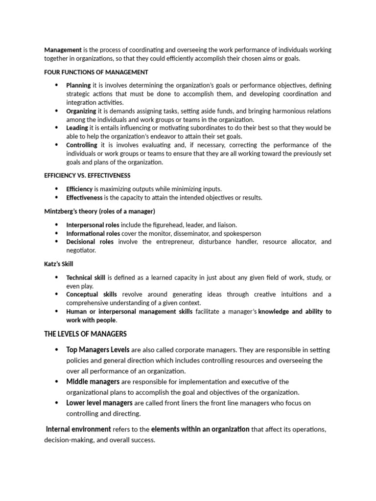 Understanding Management Functions and Roles | PDF | Goal | Planning