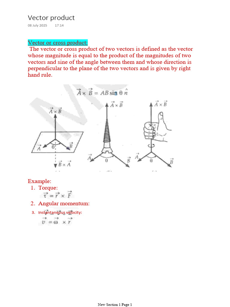 Understanding Vector Cross Product | PDF