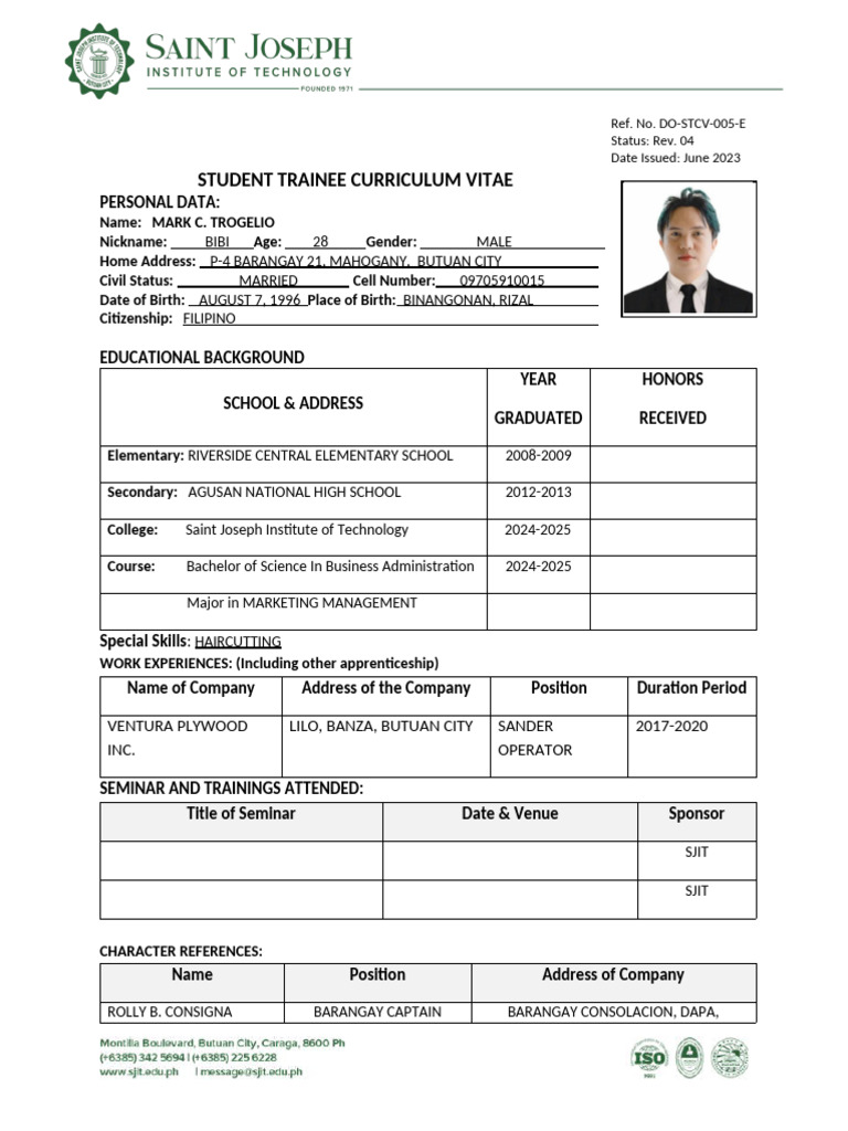 Student Trainee CV Format | PDF