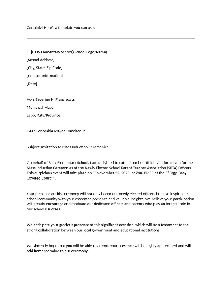 Induction Letter of Request | PDF