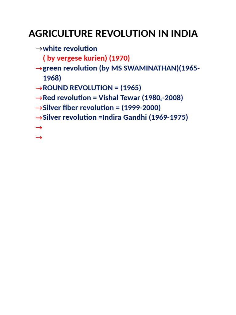 Agricultural Revolutions in India | PDF